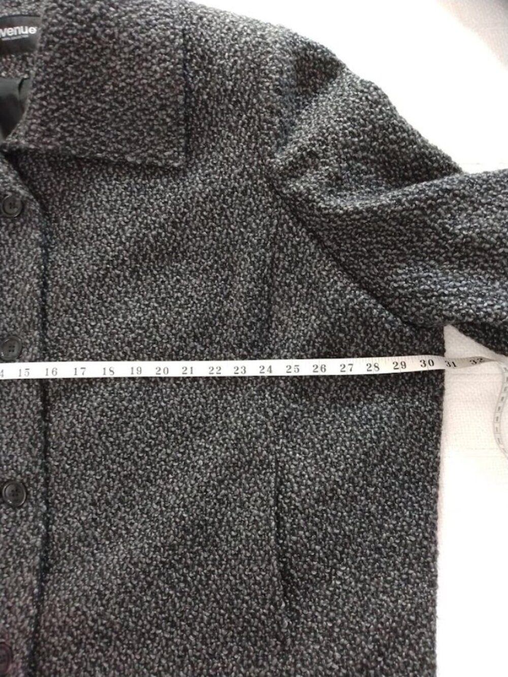 Vintage Avenue Wool Blend Coat Boucle Tweed Size 3X Mid Length Gray & Black - Picture 11 of 12